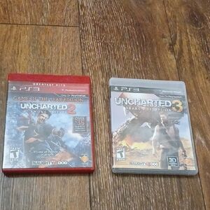Uncharted 2 & 3 PS3 Game Bundle - Red and Gray Cases